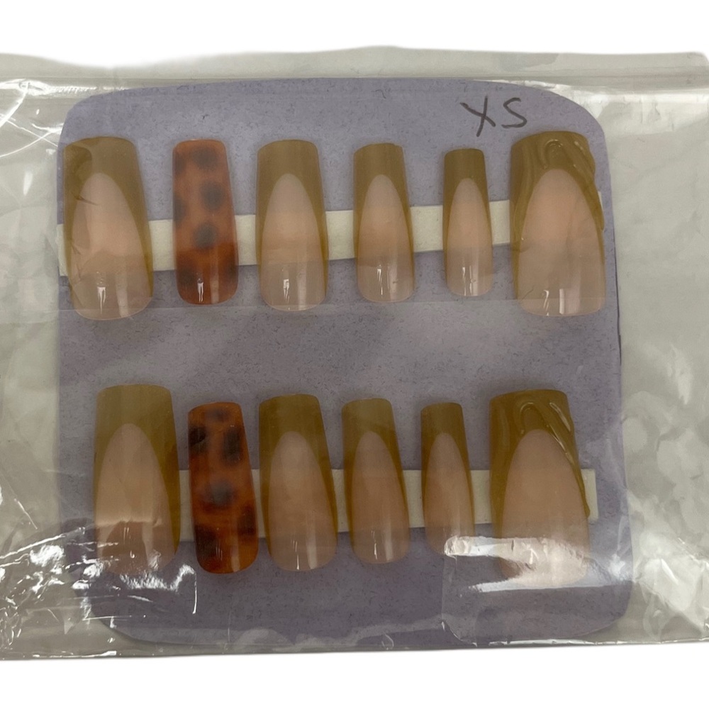 Brown and Tan Press-On Nails XS (5 for $20)